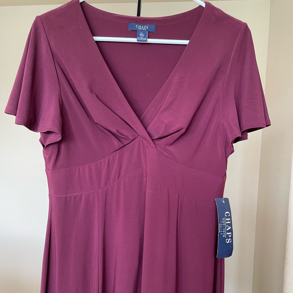 NWT Chaps brand plum colored cocktail/evening dress new with tags. Petite large.